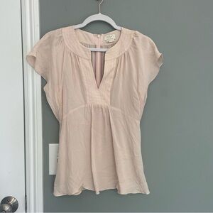 Kate Spade New York 100% Silk Blush | Pale Pink Short Sleeve Top